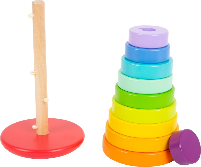 Pastel Blue Wooden Stacking Clown Toy - Vue 3