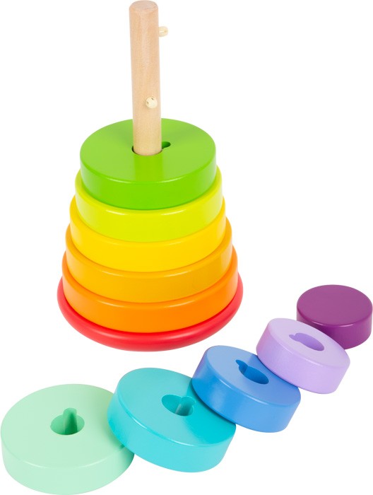 Pastel Blue Wooden Stacking Clown Toy - Vue 2