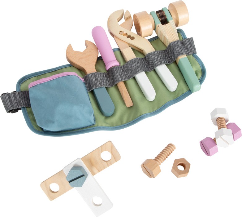 Children's Wooden Tool Belt with Handyman Tools