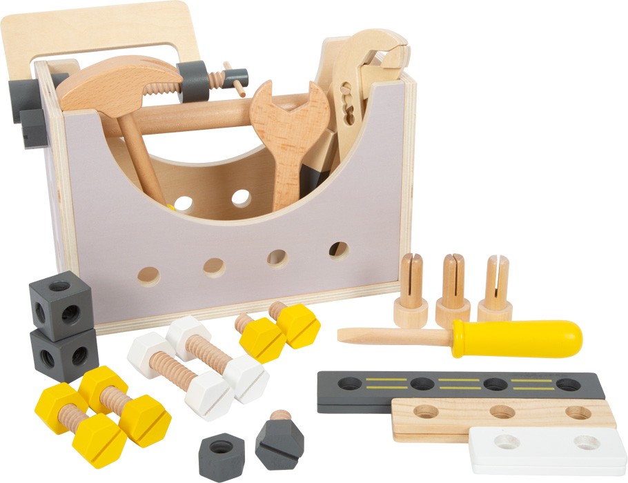 2-in-1 Wooden Tool Box & Mini Workbench Set