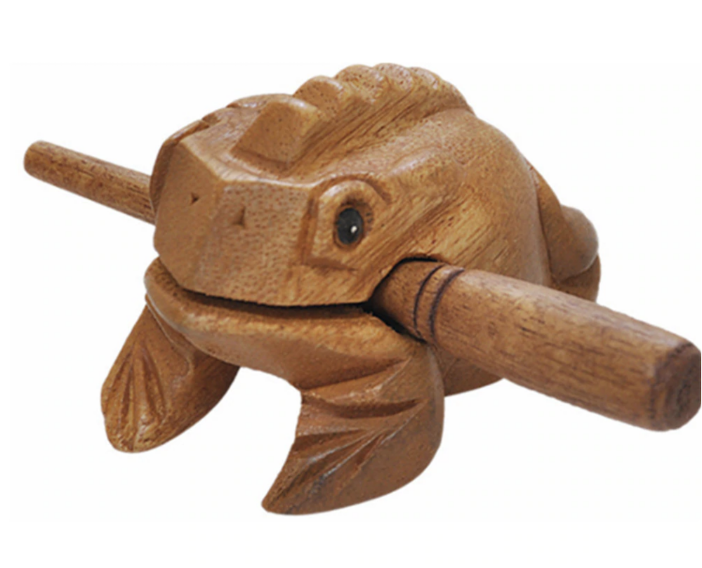 Carved Wooden Guiro Frog Musical Rasp