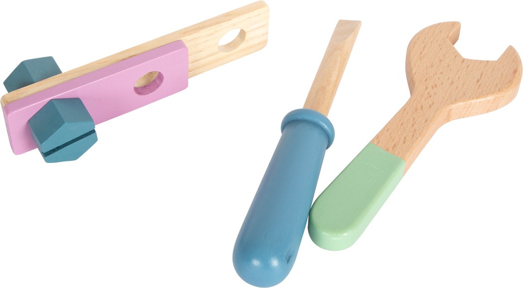 2-in-1 Wooden Tool Box & Mini Workbench - Pastel - Vue 5