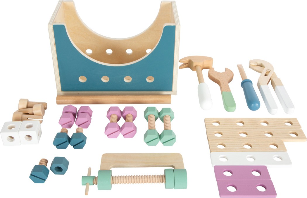 2-in-1 Wooden Tool Box & Mini Workbench - Pastel - Vue 7