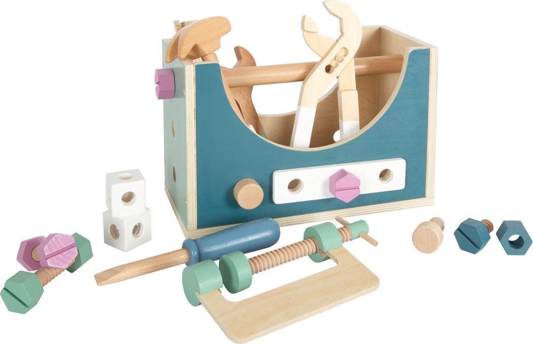 2-in-1 Wooden Tool Box & Mini Workbench - Pastel