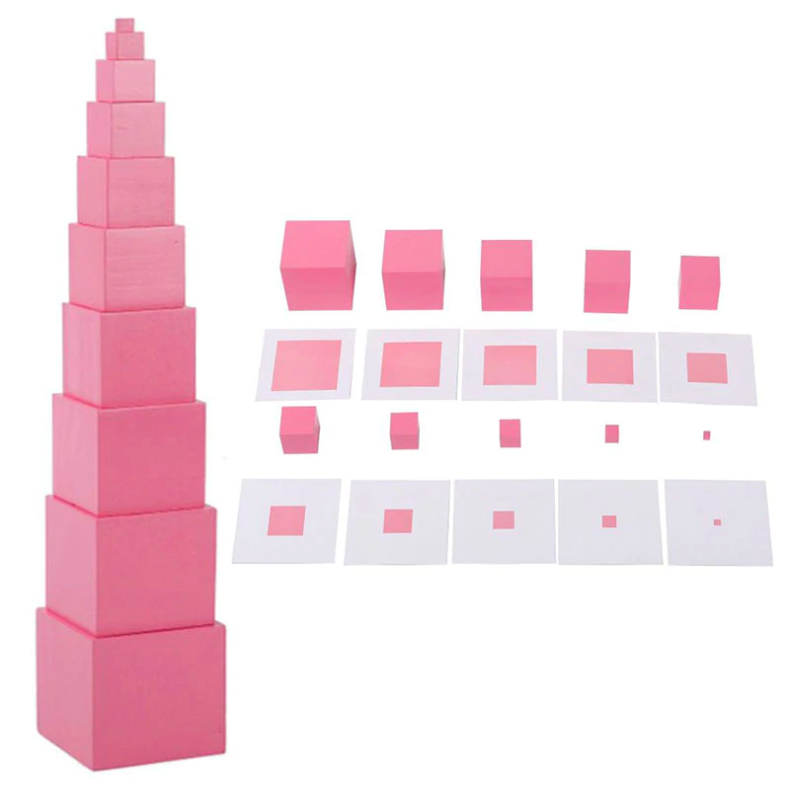 The Montessori Pink Tower with 10 Visual Cards