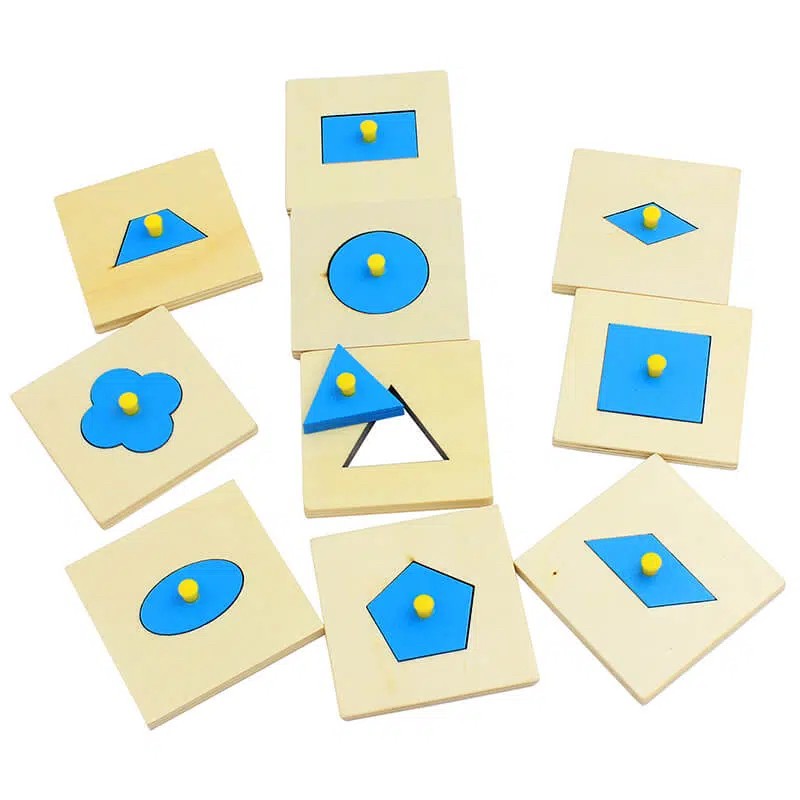 Wooden Geometric Inset Shape Puzzles - 10-Piece Set - Vue 2