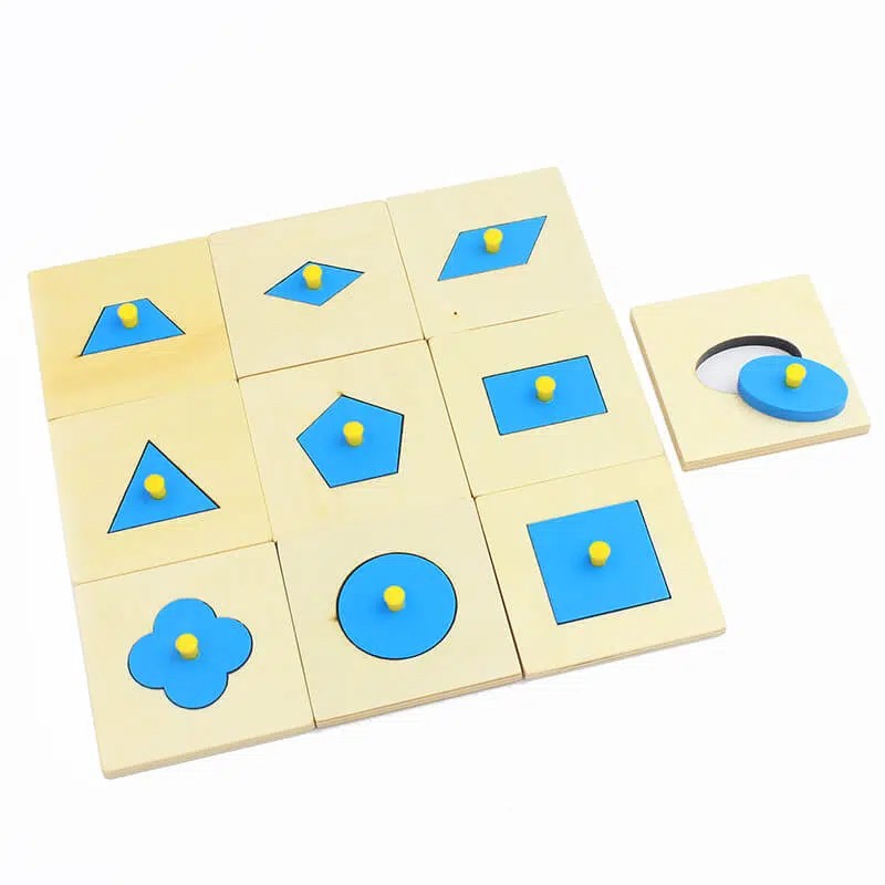 Wooden Geometric Inset Shape Puzzles - 10-Piece Set - Vue 4