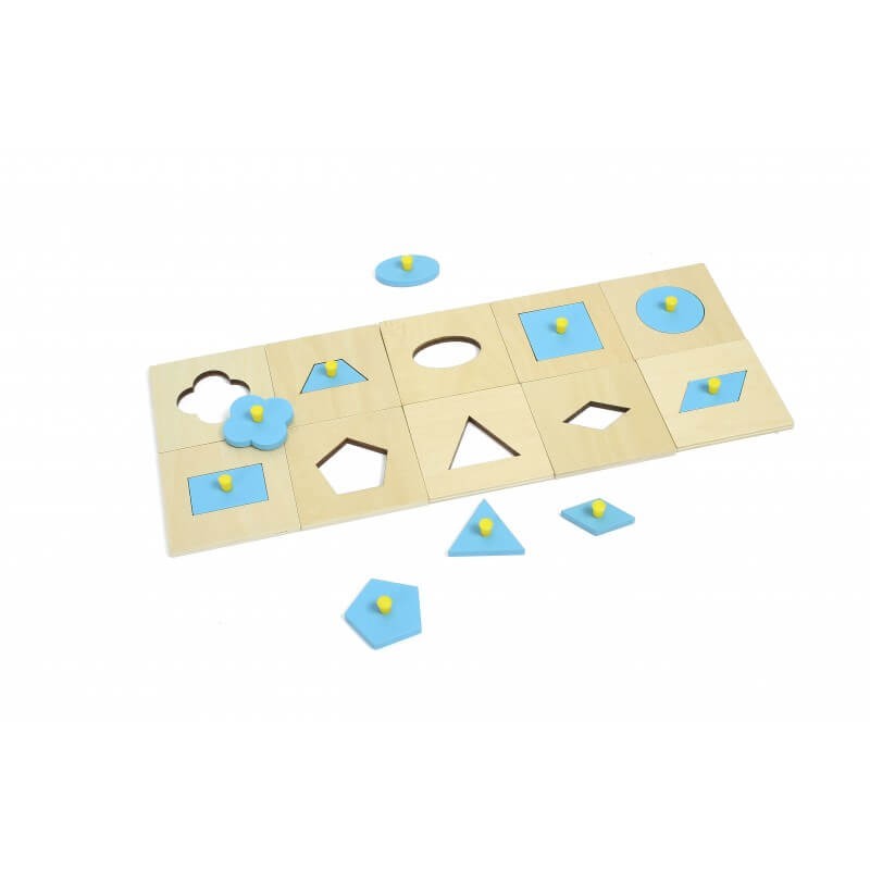 Wooden Geometric Inset Shape Puzzles - 10-Piece Set - Vue 5