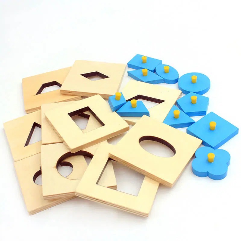 Wooden Geometric Inset Shape Puzzles - 10-Piece Set - Vue 3