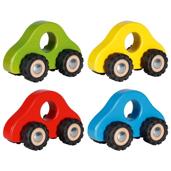 Chunky Wooden Play Car with Heavy-Duty Rubber Tyres