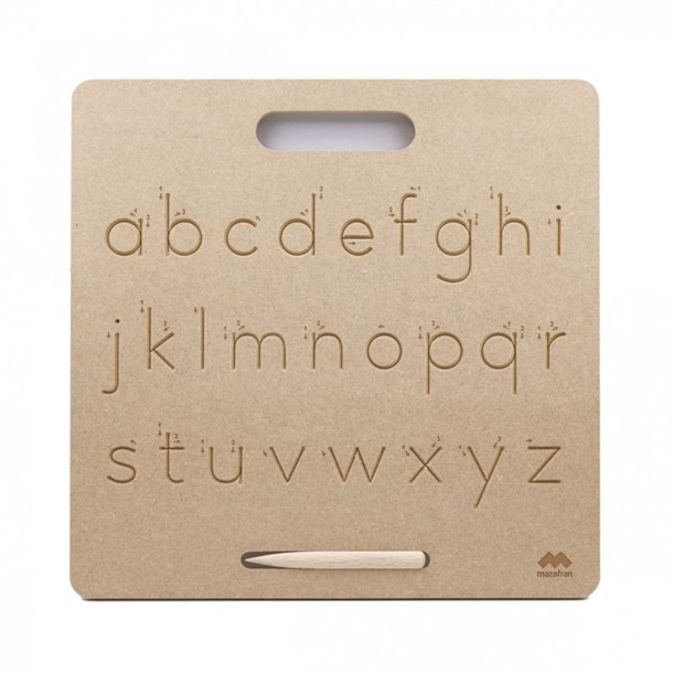 Wooden Lowercase Cursive Tracing Board with Wooden Stylus