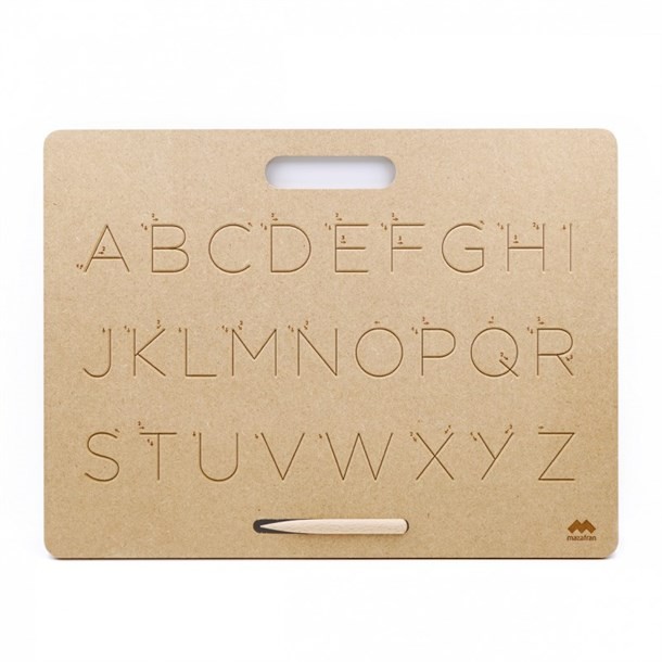 Wooden Uppercase Print Tracing Board with Wooden Stylus
