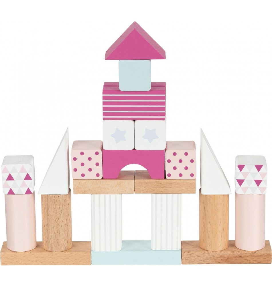 50-Piece Pastel Pink Wooden Building Blocks