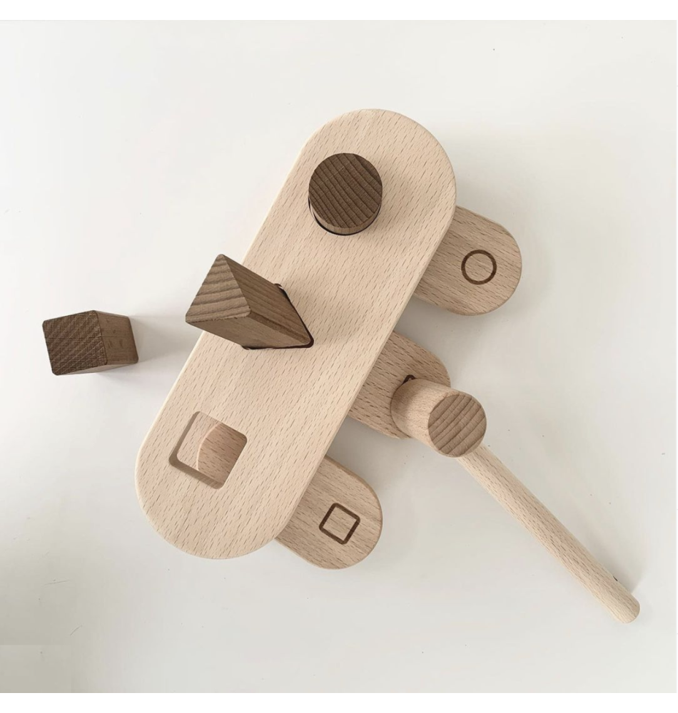 Natural Eco Wooden Pounding Bench with Mallet - Vue 4