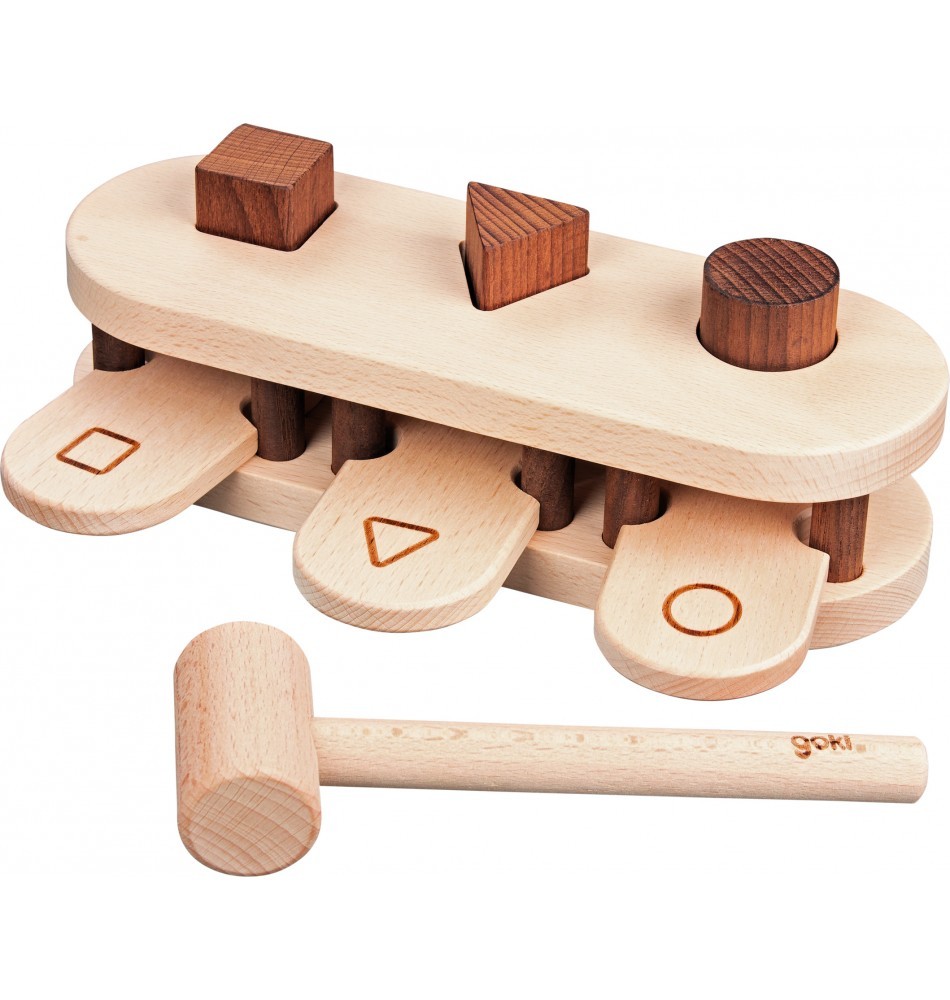 Natural Eco Wooden Pounding Bench with Mallet