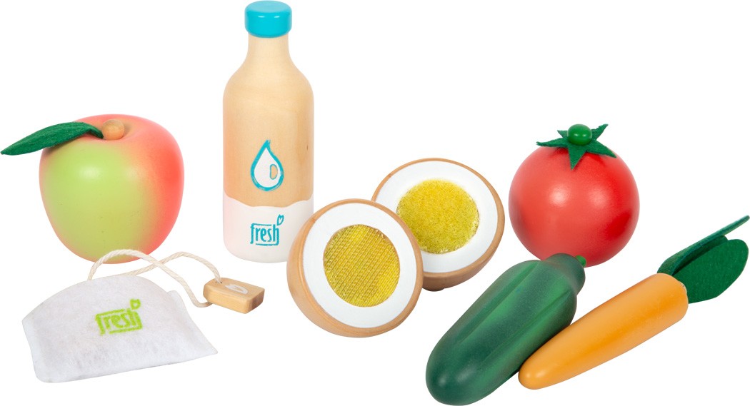 Wooden Market Grocery Bag with Play Food Essentials - Vue 2