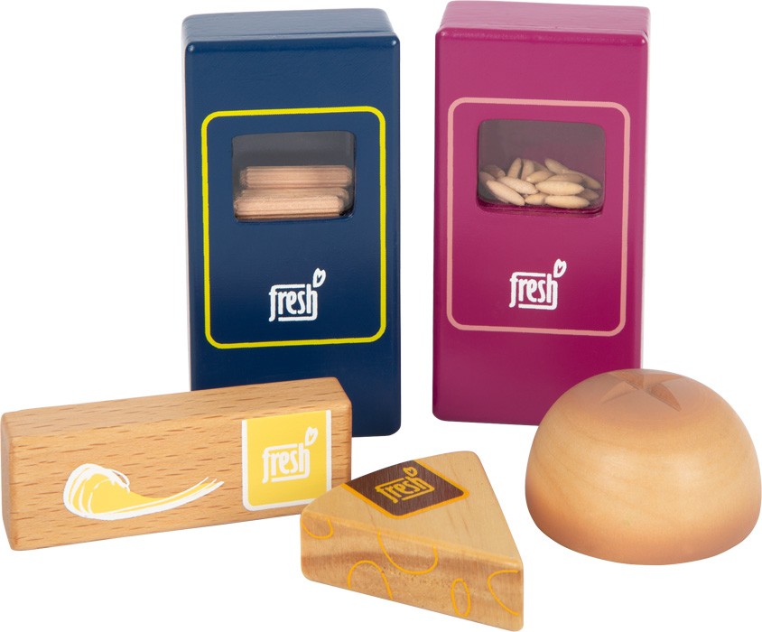 Wooden Market Grocery Bag with Play Food Essentials - Vue 12