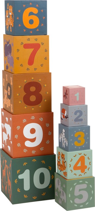Safari Animals Stacking Wooden Blocks Tower