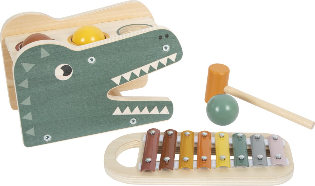 2-in-1 Wooden Hammering Bench & Baby Xylophone - Safari - Vue 5