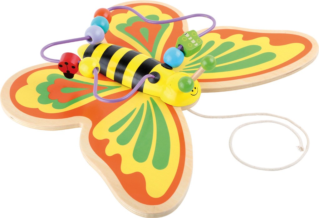 Wooden Pull-Along Butterfly with Flapping Wings