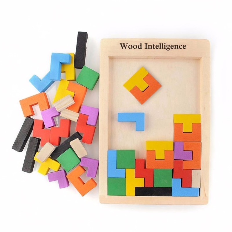 Montessori Wooden Tetris Tangram Brain Teaser - Vue 3