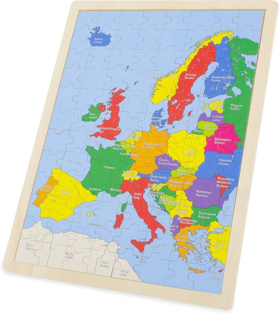 96-Piece Wooden Europe Map Puzzle - Vue 4