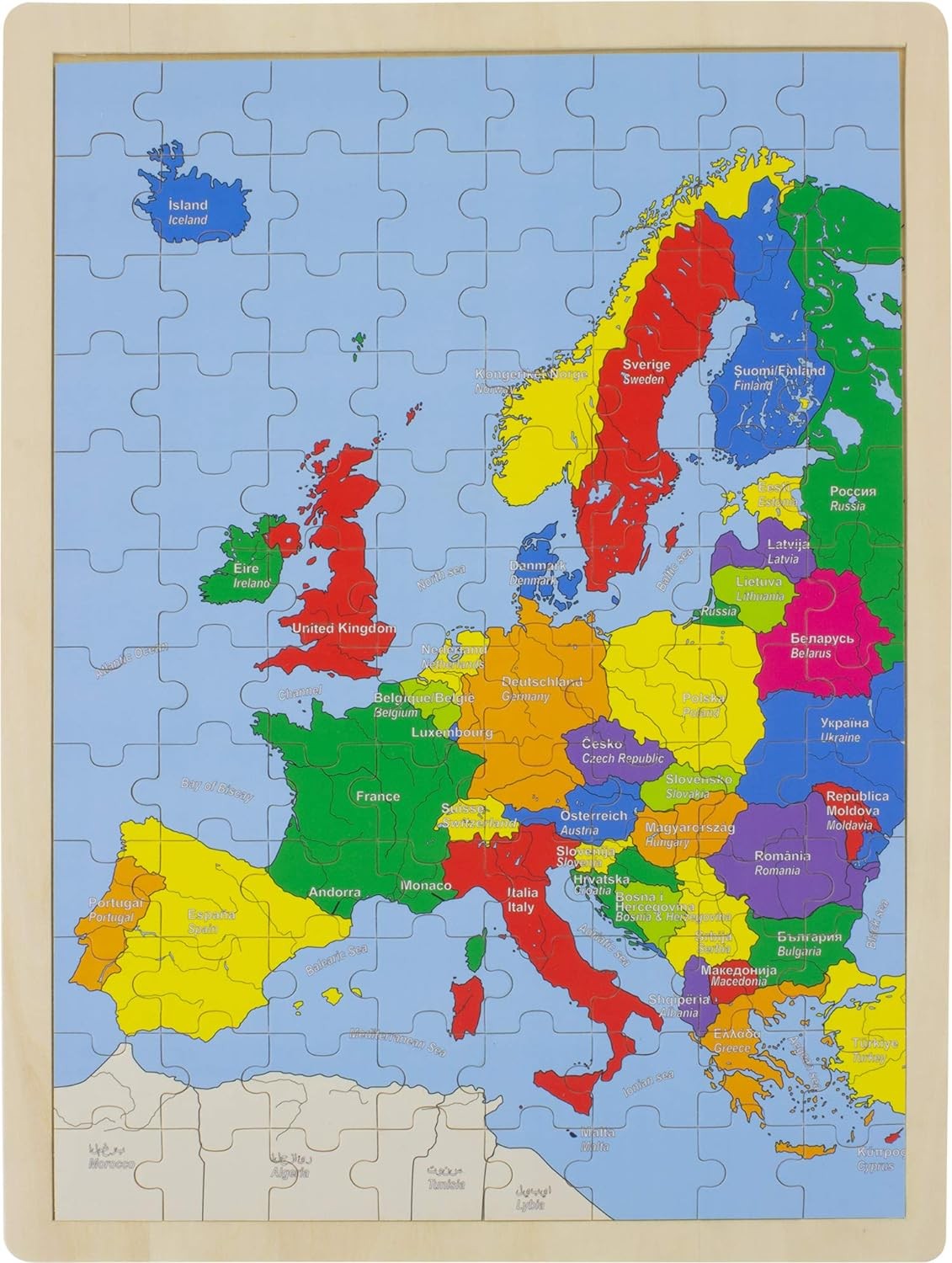 96-Piece Wooden Europe Map Puzzle - Vue 2