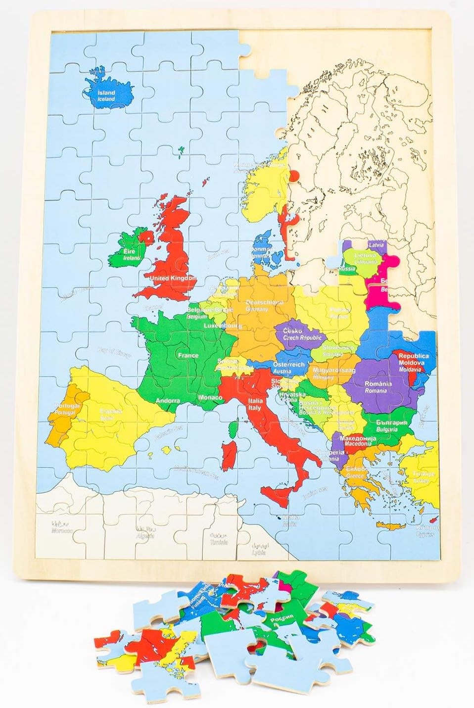 96-Piece Wooden Europe Map Puzzle - Vue 3