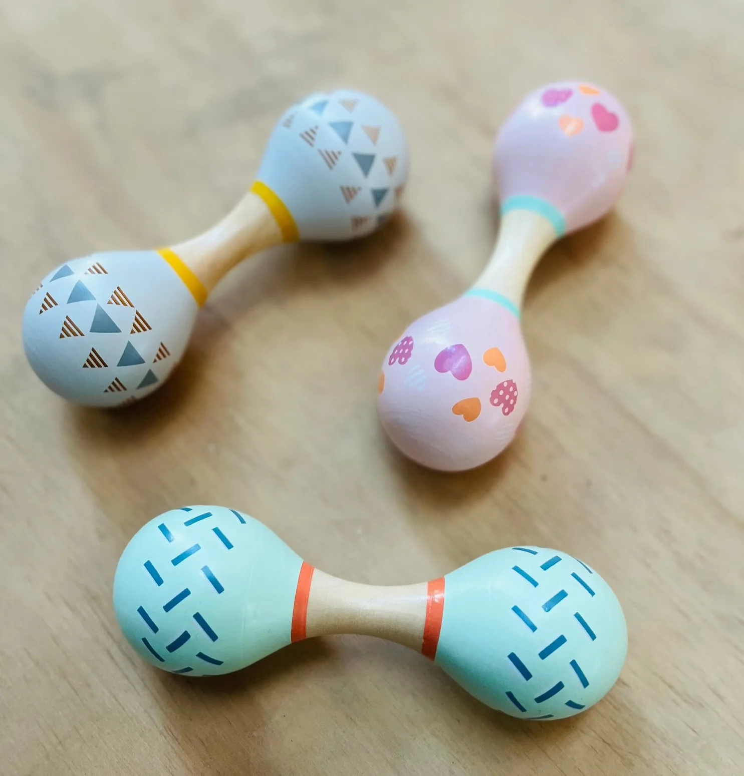 Wooden Baby Maracas Rattle - Sensory Musical Toy