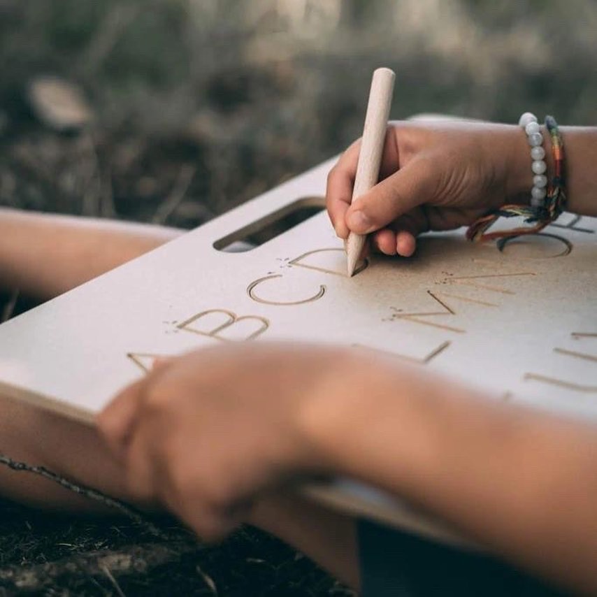 Wooden Uppercase Print Tracing Board with Wooden Stylus - Vue 3