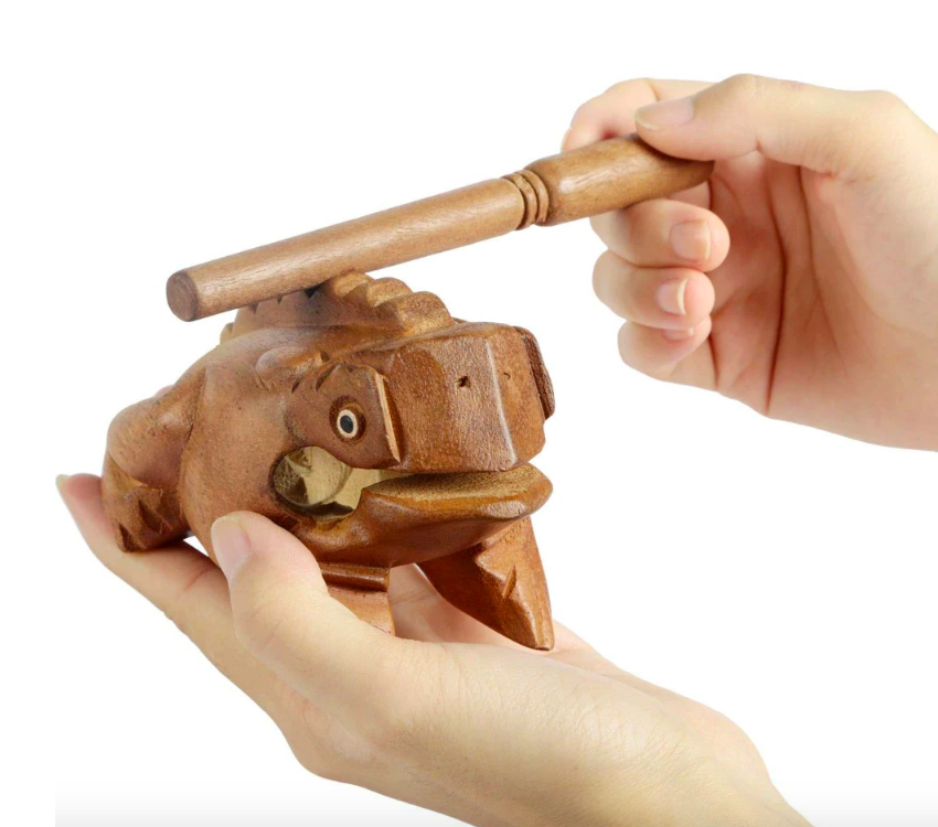 Carved Wooden Guiro Frog Musical Rasp - Vue 2