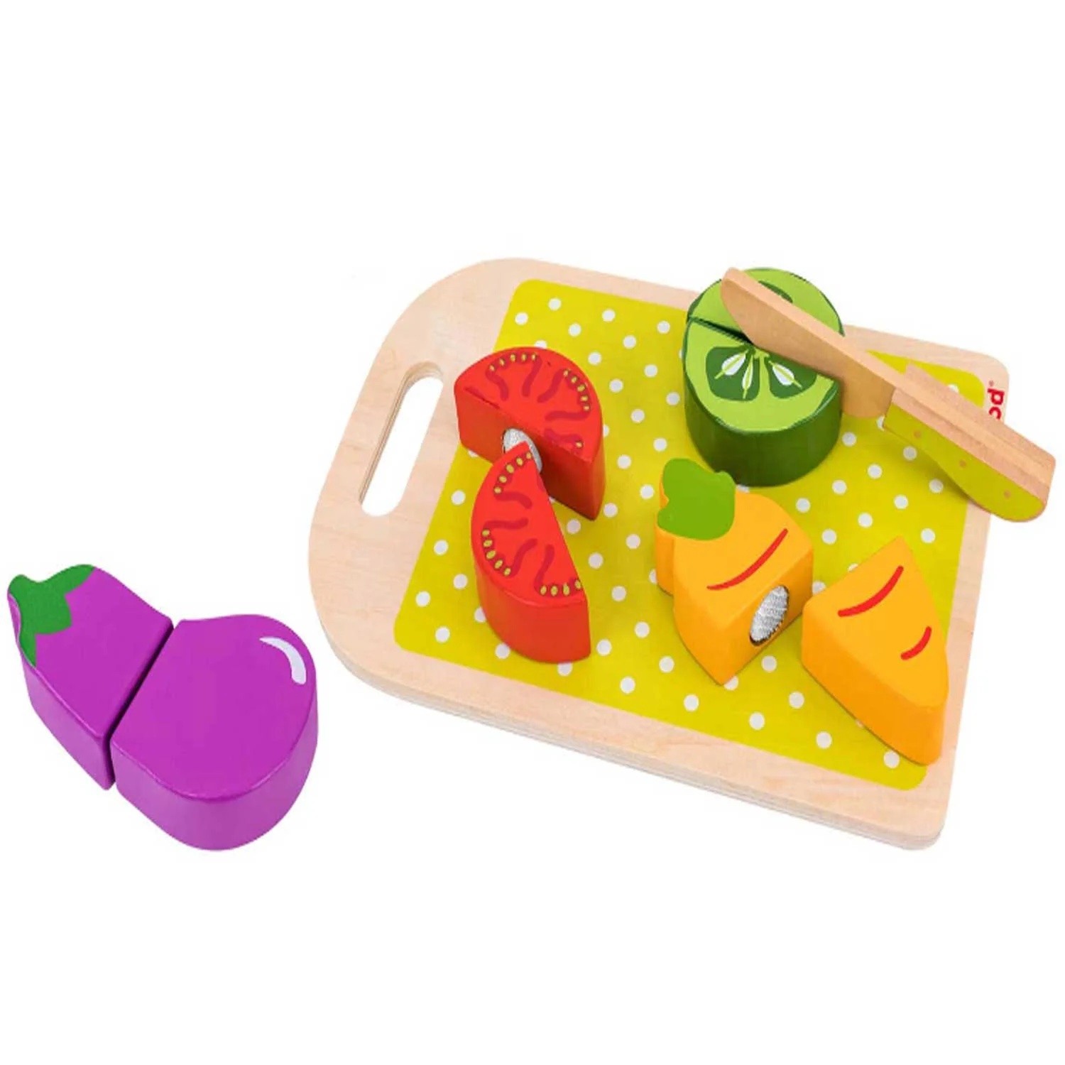Wooden Cutting Vegetables Play Food Set with Knife - Vue 2