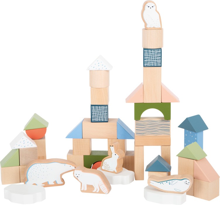 Ice Floe Pastel Wooden Building Blocks - 50 Pieces