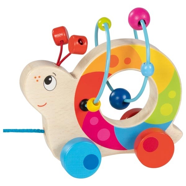 Pull-Along Wooden Snail & Motor Skills Bead Maze