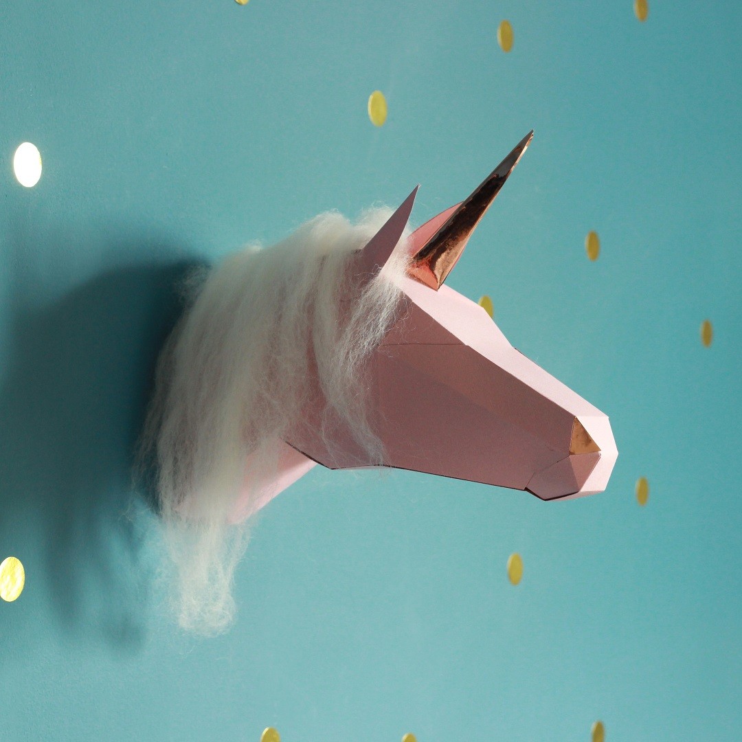 Unicorn Wall Trophy 3D Paper Sculpture Craft Kit - Vue 3