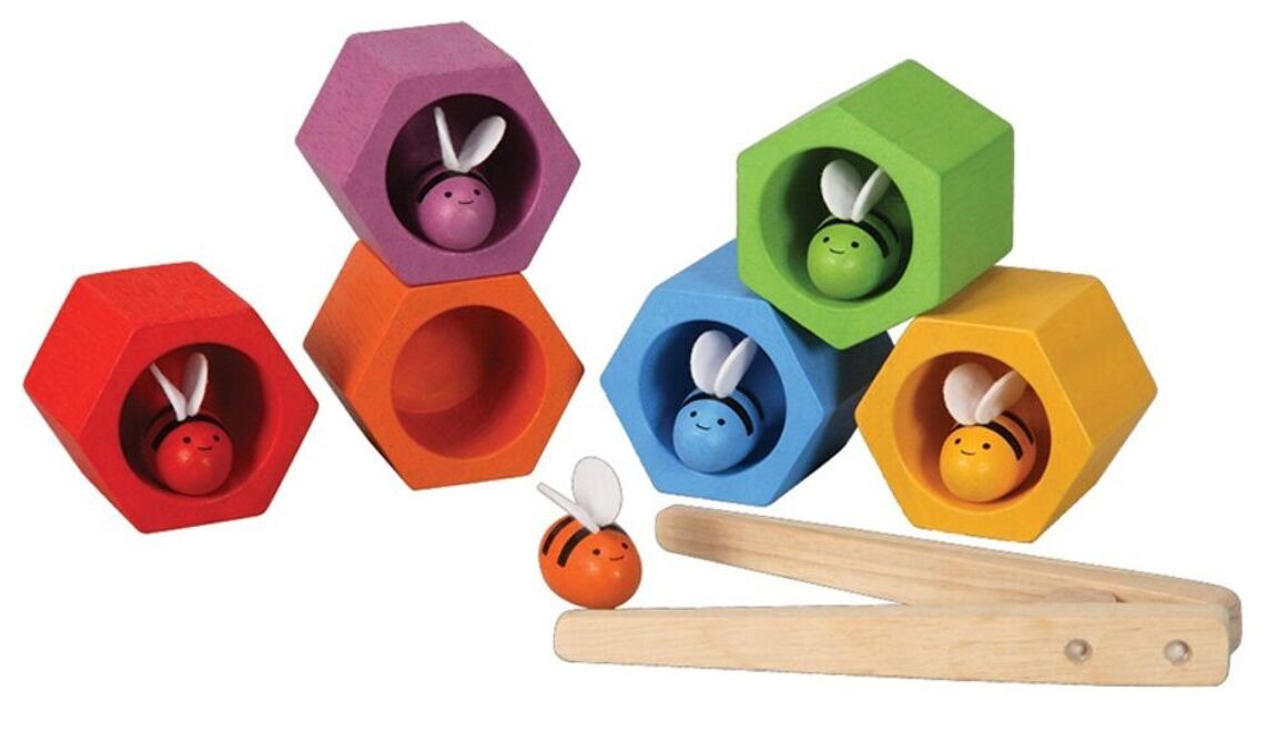 Montessori Wooden Beehive & Colour Matching Bees Toy
