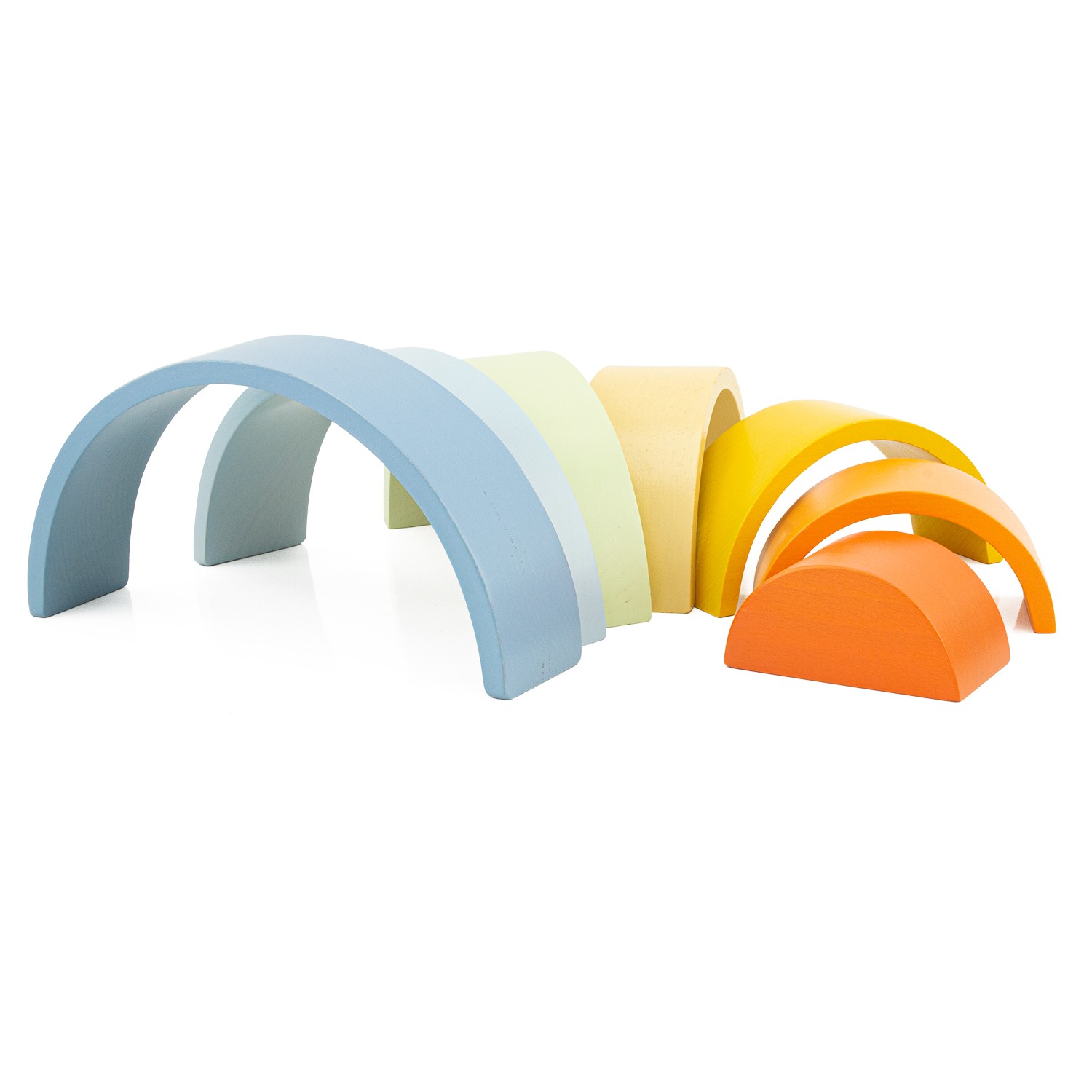 Wooden Rainbow Stacking Arches - Blue & Terracotta - Vue 4