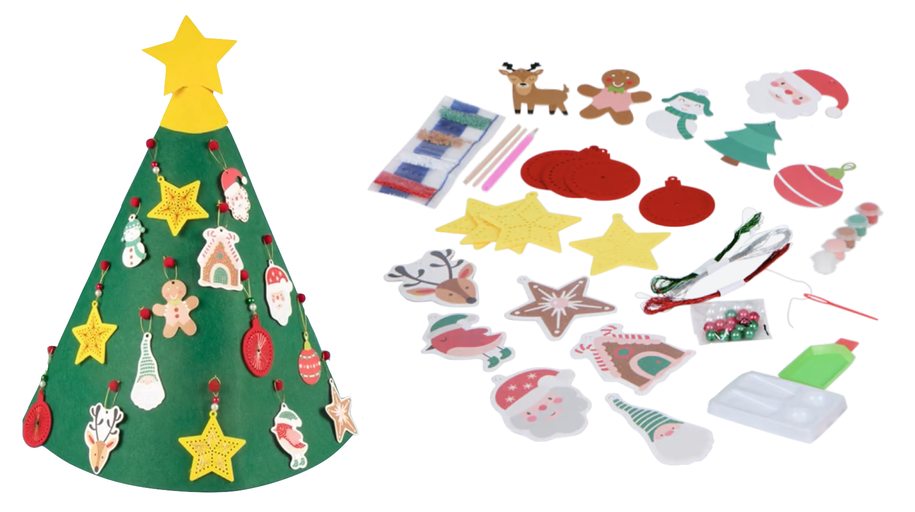 Montessori Felt Christmas Tree with 26 Detachable Ornaments - Vue 8