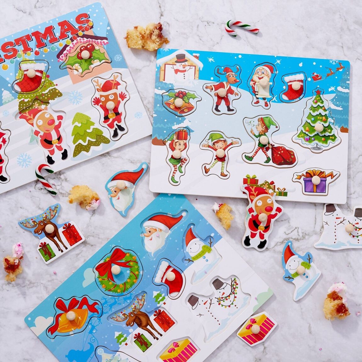 Wooden Christmas Peg Puzzles Set - Vue 3