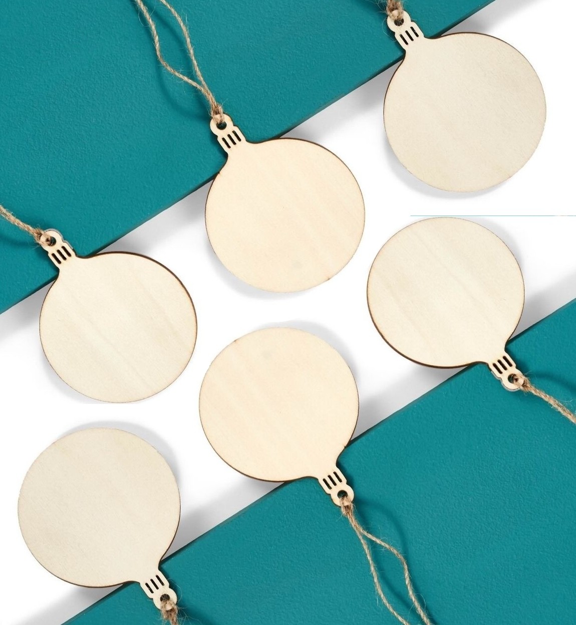 Set of 6 Paintable Wooden Christmas Baubles - DIY Crafts