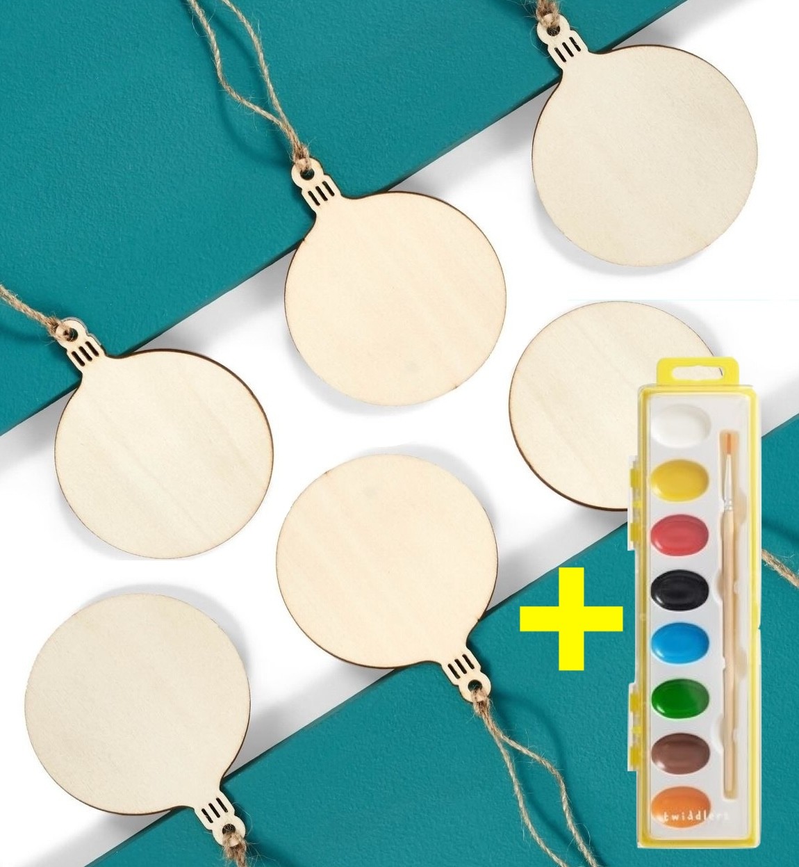 Set of 6 Paintable Wooden Christmas Baubles - DIY Crafts - Vue 6