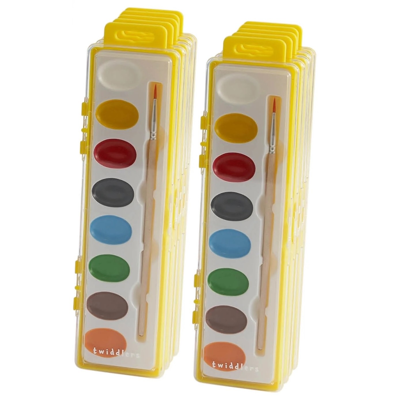 Children's Watercolour Paint Box - 12 Vibrant Cakes & Brush