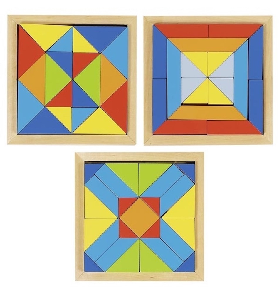 Wooden Geometric Inset Jigsaw Puzzle Tray