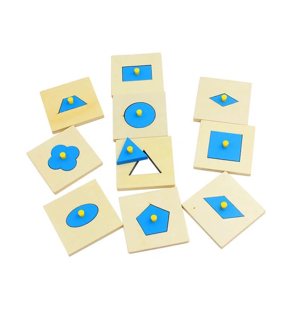Wooden Geometric Inset Shape Puzzles - 10-Piece Set