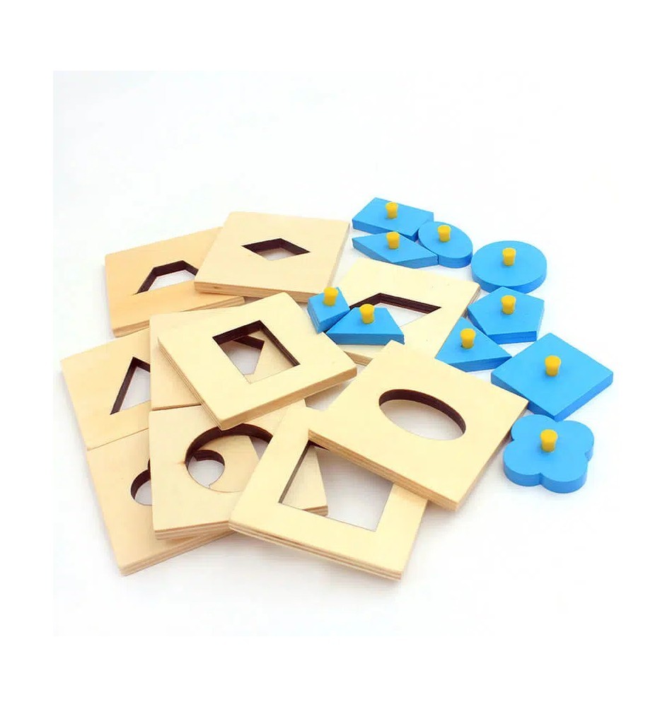 Wooden Geometric Inset Shape Puzzles - 10-Piece Set - Vue 6