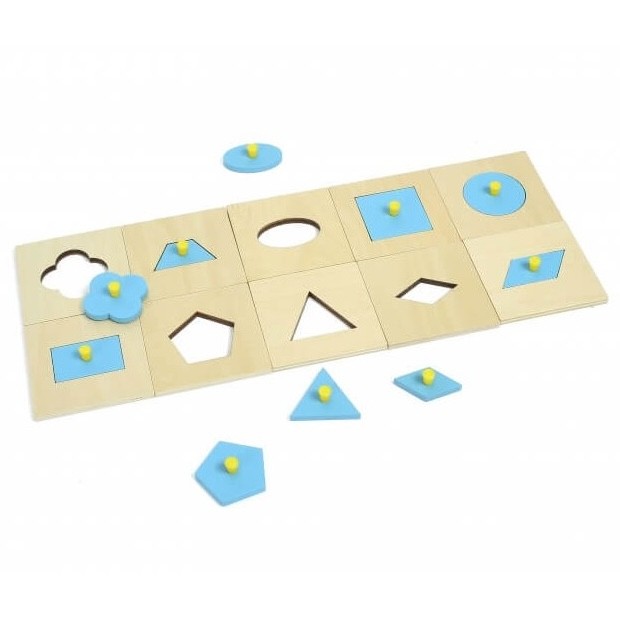 Wooden Geometric Inset Shape Puzzles - 10-Piece Set - Vue 8