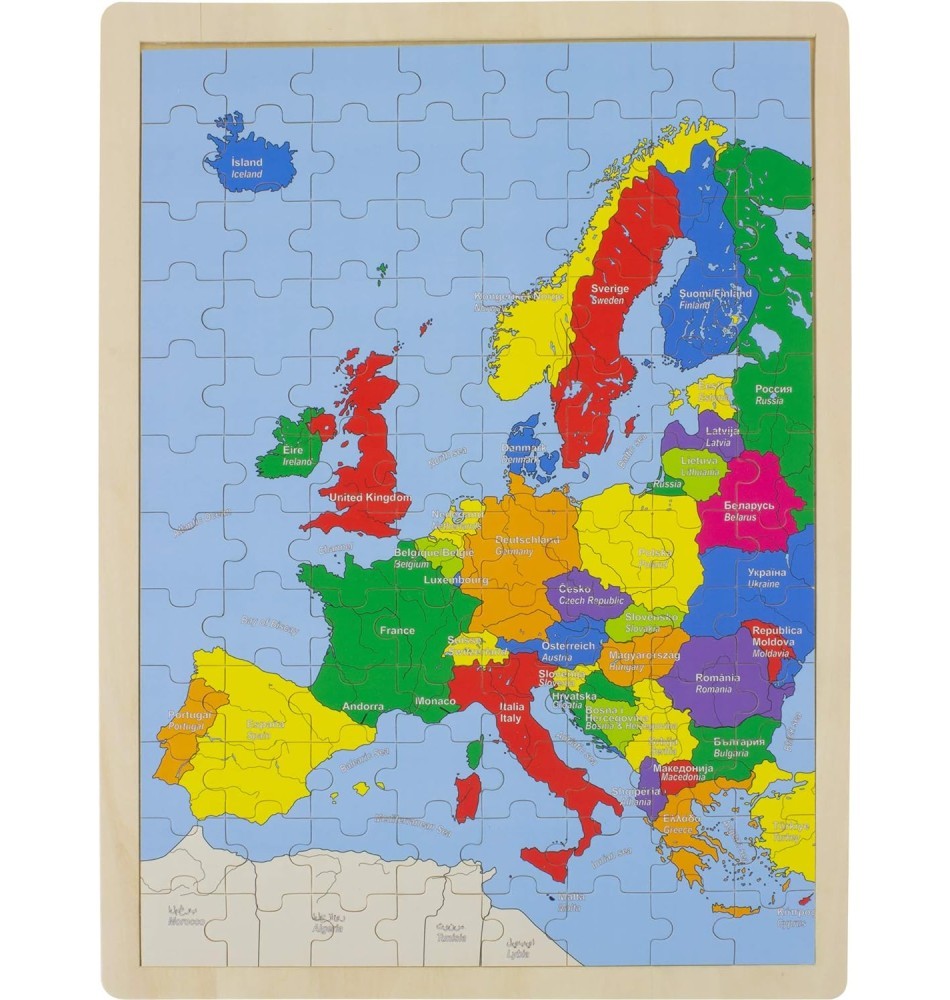 96-Piece Wooden Europe Map Puzzle