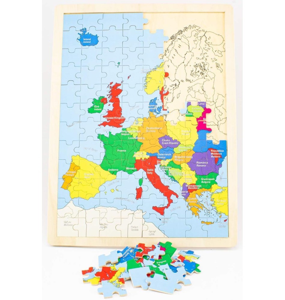 96-Piece Wooden Europe Map Puzzle - Vue 5