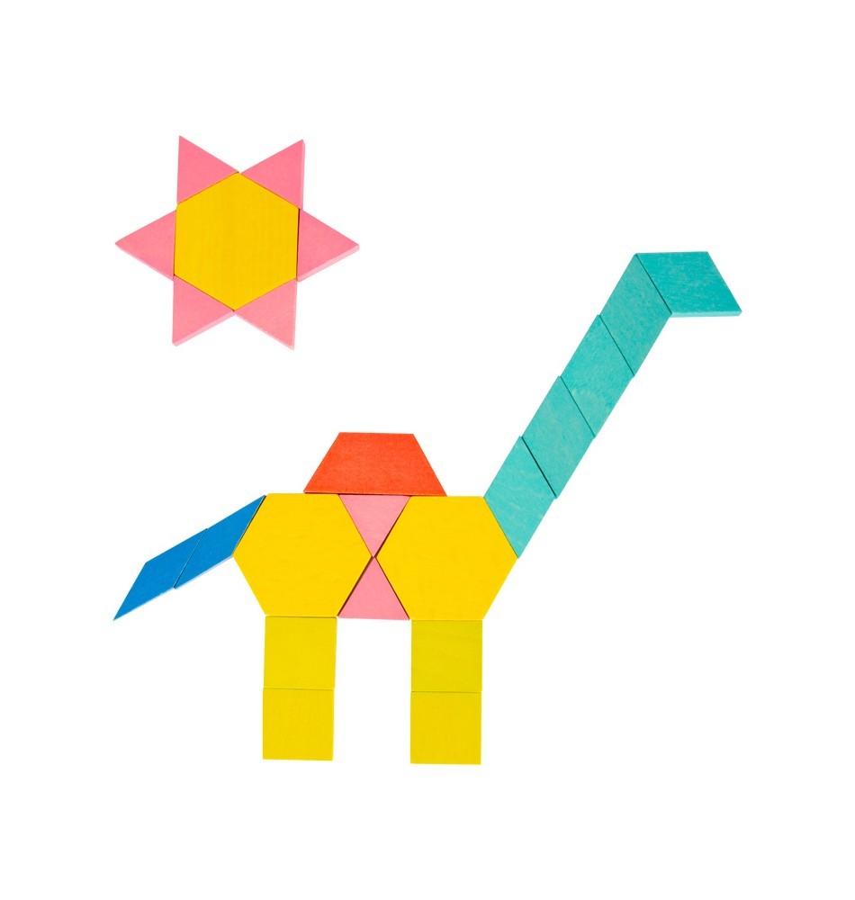 Montessori Wooden Pattern Blocks & Tangram Set - Vue 6