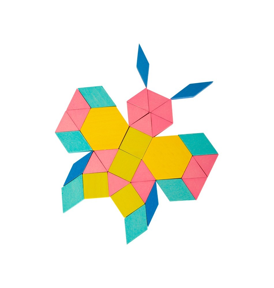 Montessori Wooden Pattern Blocks & Tangram Set - Vue 7